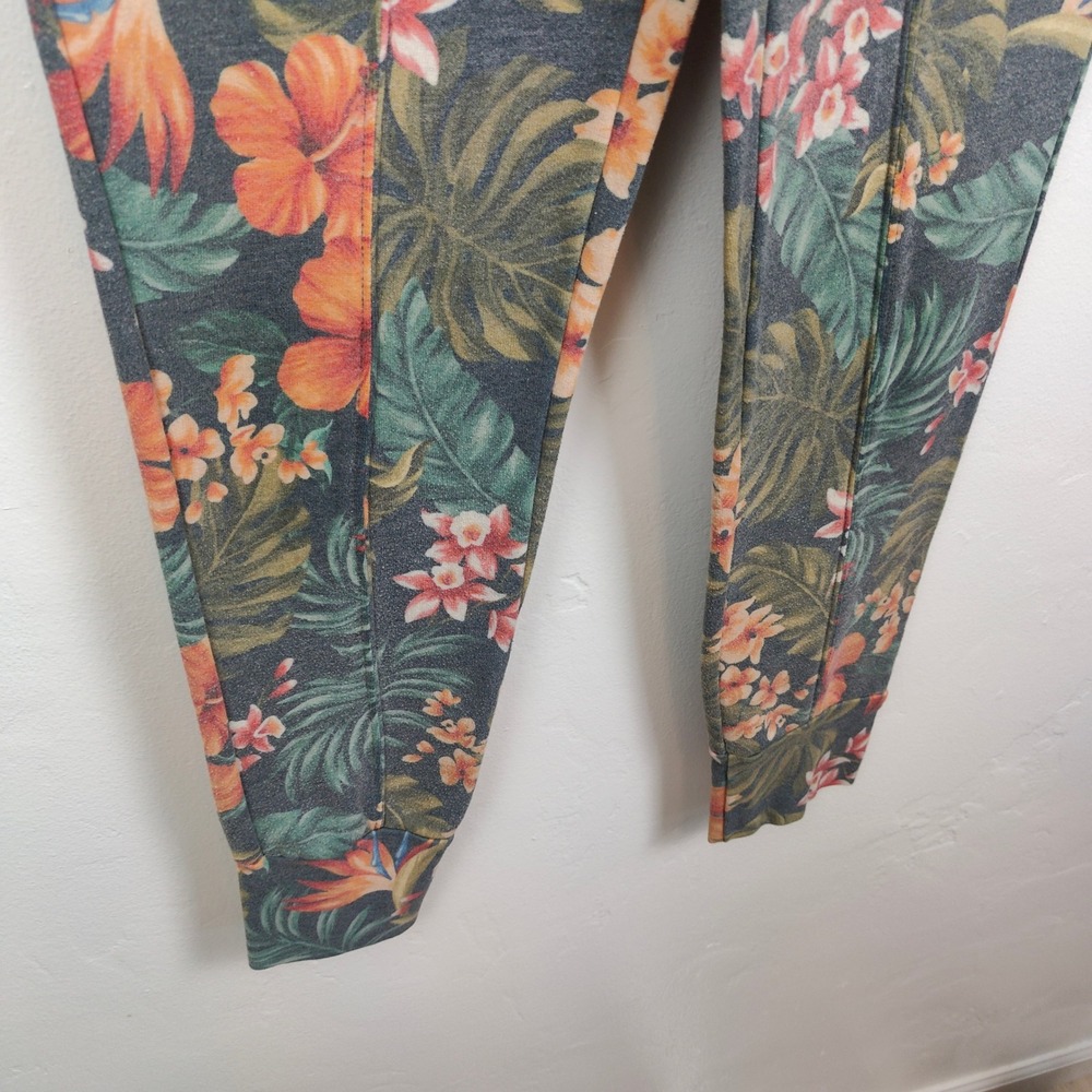 Aviator Nation Jogger Pants Women Medium Multi Tropical Floral Hibiscus Surf - Picture 4 of 10